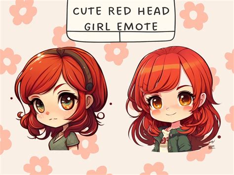 Chibi Red Hair Girl Emotes Twitch Discord Channel Point Streamer