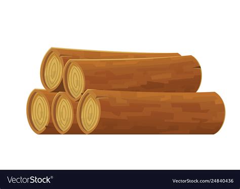 Cartoon Wood Log Isolated On White Background Vector Image