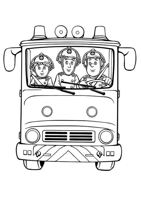 Fireman coloring page from professions category. Fireman Sam And Friends On Fire Trucks Coloring Page ...