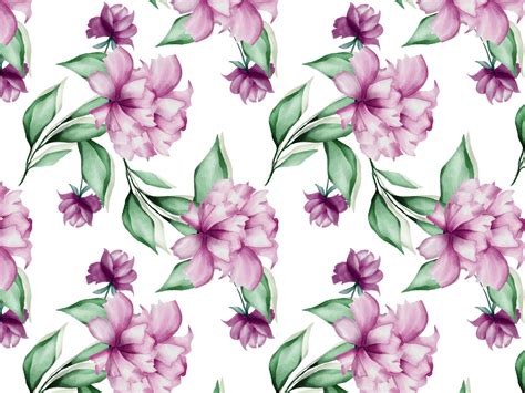 Watercolor Floral And Leaves Seamless Pattern By Lukasdedi Seamless