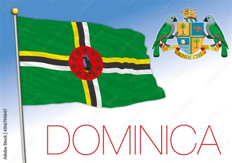Dominica Official National Flag And Coat Of Arms Vector Illustration