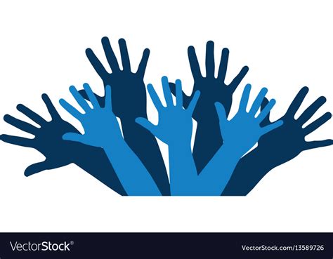 Color Silhouette With Support Hands In Blue Vector Image