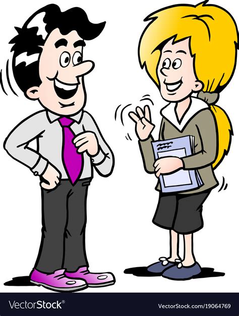 Cartoon Of A Businessman Speaking With Woman Vector Image