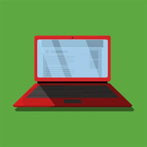 Premium Vector Red Laptop On Green Background Icon Vector Illustration
