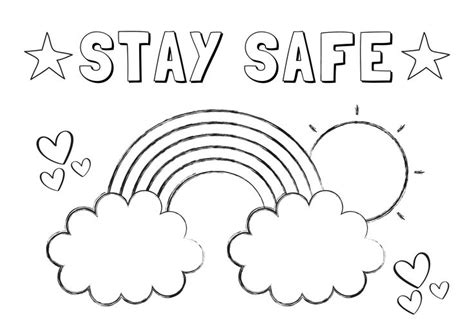 Stay Safe Rainbow Colouring Page Kids Printable Coloring Pages Free