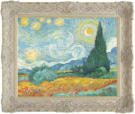 Starry Night With Wheat Field And Cypress Trees By John Myatt Price