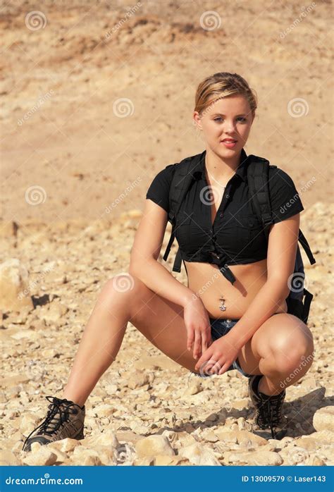 Beautiful Young Woman In The Desert Stock Image Image Of Exercise Adult 13009579