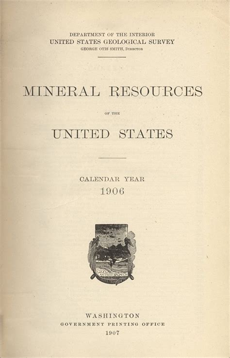 Mineral Resources Of The United States Calendar Year 1906