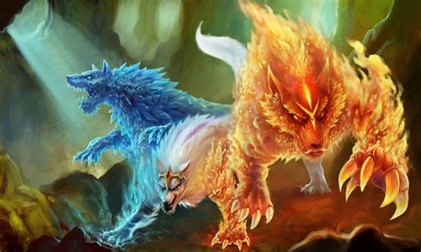 Fire Wolf Vs Ice Wolf Wallpapers Wallpaper Cave