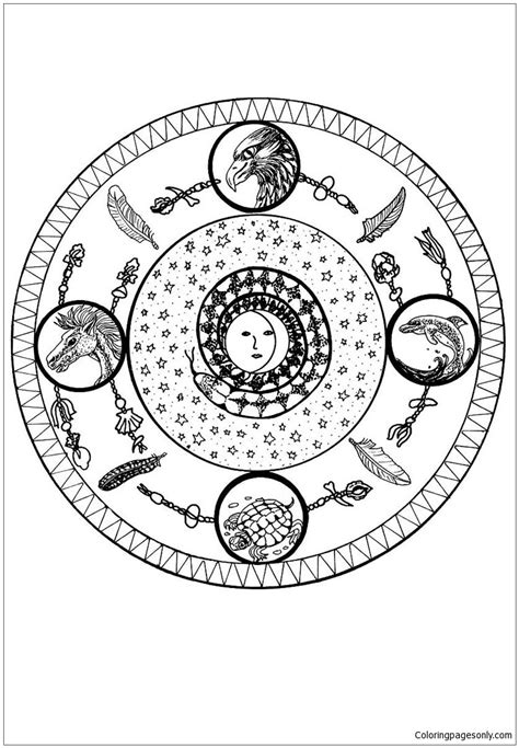 A magnificent mandala full of little cupcakes, just waiting for your colors ! Four Elements Mandala Coloring Pages - Mandala Coloring ...