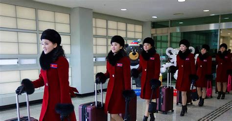 North Koreas Handpicked Army Of Beauties Cheerleading Squad Arrives For Winter Olympics