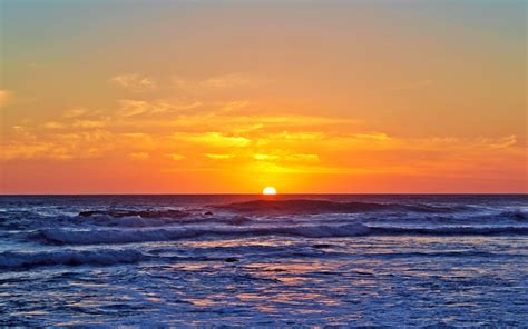 Download Sunset Sea Waves Ocean Wallpaper 3840x2400 4k