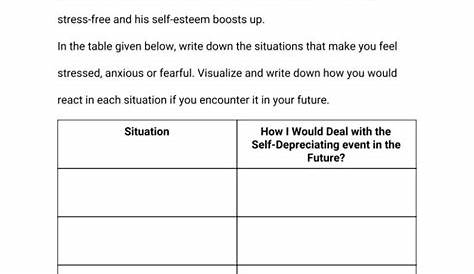 self esteem worksheets