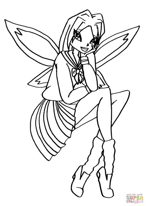 Winx Club Nebula Fairy Coloring Page Free Printable Coloring Pages