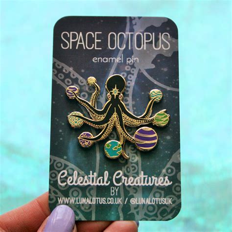 Space Octopus Enamel Pin - Luna Lotus | Enamel pins, Hard enamel pin, Hard enamel
