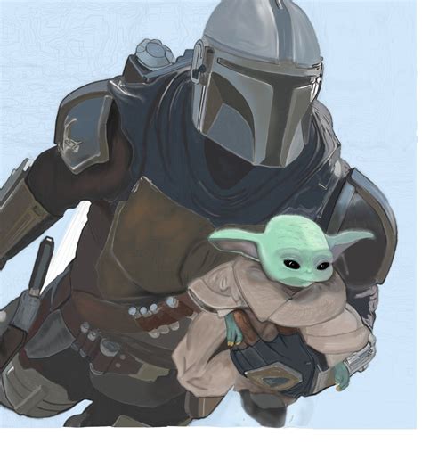 Pin On Mandalorian Baby Yoda Fanart