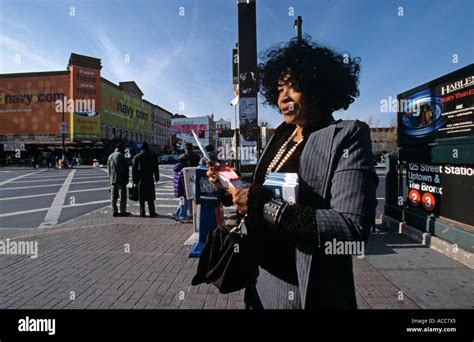 A Street Scene In Harlem New York Stock Photo Alamy
