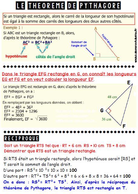 LE THEOREME DE PYTHAGORE | Théorème pythagore, Maths 3eme