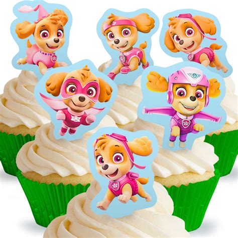 Buy 12 X Pre Cut Paw Patrol Skye Stand Up Edible Cake Toppers Online At