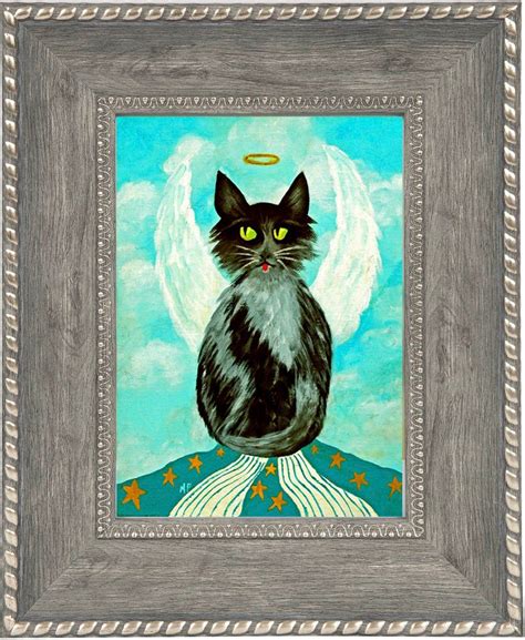 Angel Cat Print Framed Black Cat Art Print Whimsical Art Etsy In 2021