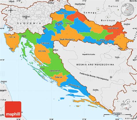 Political Simple Map Of Croatia Single Color Outside Borders And Labels