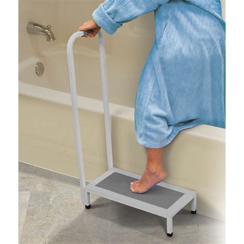 Bath And Shower Step Stool With Handle Supports Up To 500 Lbs