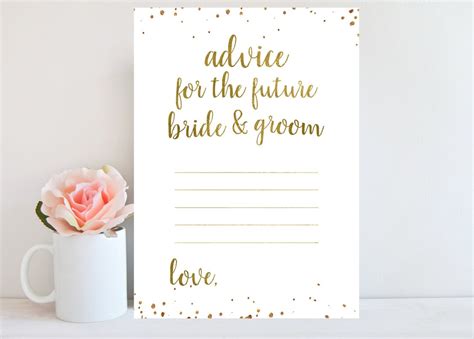 Bridal Shower Printable Card Advice For The Bride And Groom Etsy