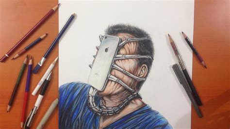 Mobile Addicted Person With Colour Pencil Art 📲 Youtube
