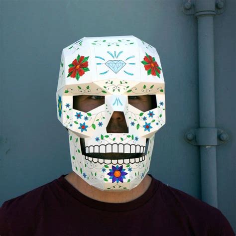 Skull Mask 3d Papercraft Template Low Poly Paper Mask Unique Etsy