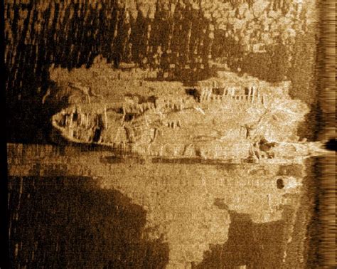 Sonar Image Of Steamer Roberval Shipwreck Picture Image Photo