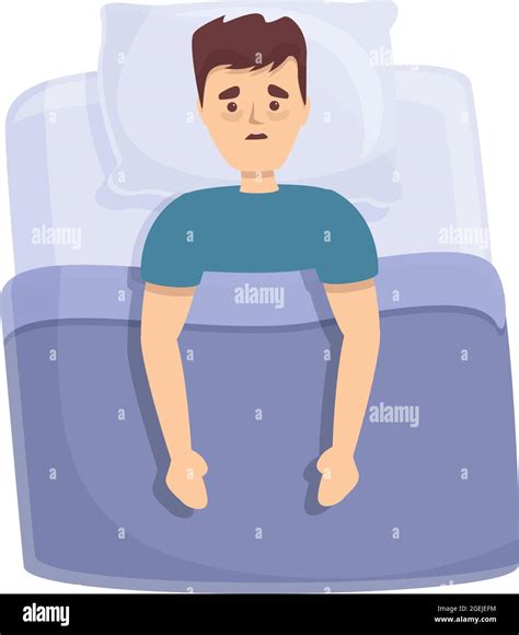 Boy Sleepless Icon Cartoon Vector Insomnia Sleep Man Disorder Stock