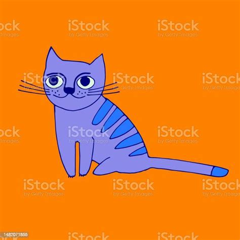 Print With Funny Cat Avatar In Bright Luminescent Colors Stock
