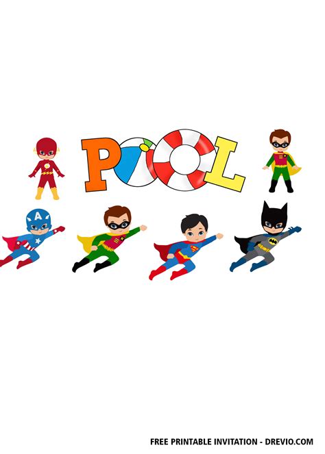 Superhero Pool Party Invitation 3 Download Hundreds Free Printable Birthday Invitation