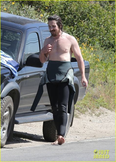 Christian Bale Shows Off His Shirtless Body At The Beach Photo