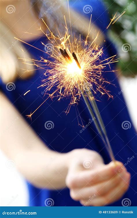 Woman Holding Sparklers Stock Image Image Of Festival 48133609