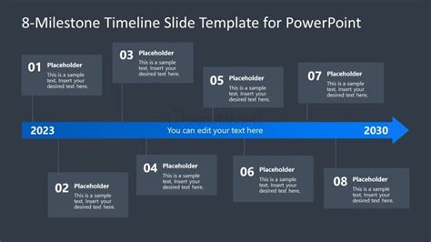 8 Milestone Timeline Arrow Diagram For Powerpoint Slidemodel