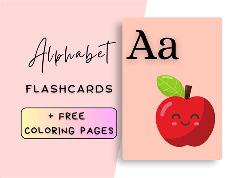 Abc Flashcards For Kids Printable Coloring Pages Activity Book Etsy Uk