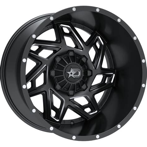 20x10 Black Milled Dropstars 652bm Wheels 5x45 5x5 25 Lifted Fits