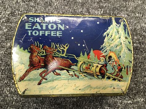Vintage 1950s Sharps Toffee Tin Father Christmas Xmas Santa Retro