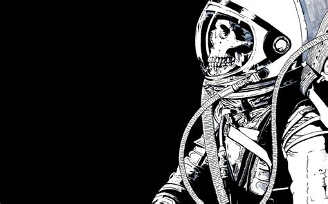Skull Skeleton Astronaut Black Background Wallpapers Hd Desktop