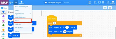 Opening And Saving Vexcode 123 Projects On An Android
