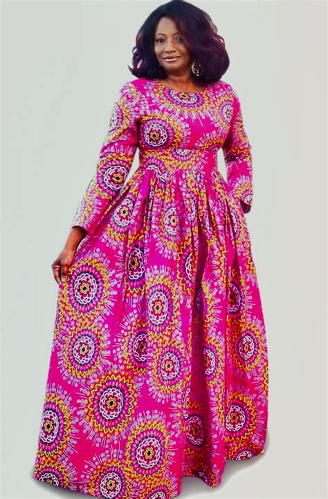 Aku African Print Long Sleeve Maxi Dress Long African Dresses African Fashion Latest African