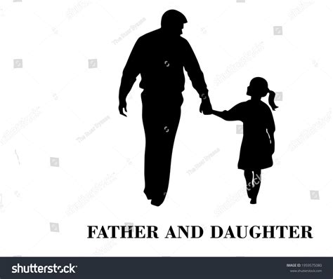 Vector Silhouette Father Daughter Stock Vector Royalty Free