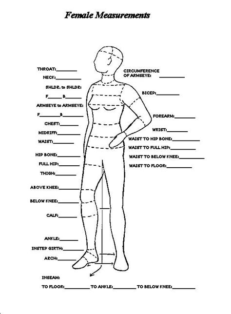 Body Measurement Chart For Sewing Pdf