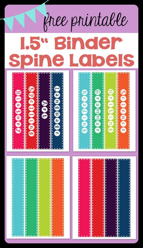 Down load or produce own binding spine label template and binder web templates, either for your property or to your office. Free Printable 1.5" Binder Spine Labels For Basic School ...