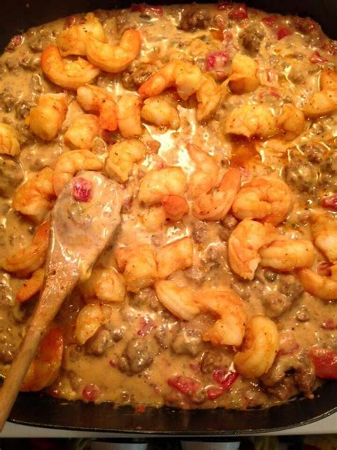 Recipe for velveeta cheese dip with hamburger meat. Shrimp rotel | Rotel recipes, Food recipes, Food