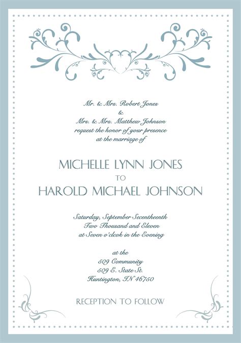 Wedding Invitation Card Template Word