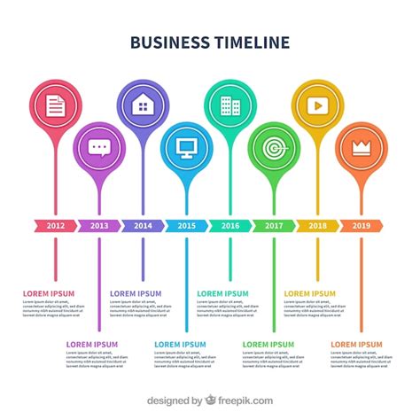Free Vector Colorful Business Timeline With Flat Design