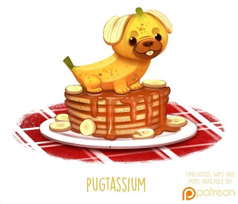 A Drawing Of A Dog Sitting On Top Of A Stack Of Waffles With Syrup
