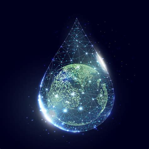 Planet Earth In Water Drop World Water Day Protection Environmental